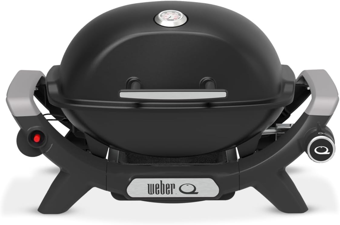 2026 Weber Barbecue à gaz Q 1100N / Barbecue portable léger pour camping, patios et balcons avec brûleur haute efficacité, grilles en fonte émaillée et allumage électronique, noir