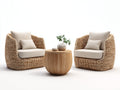 2026 Ensemble table et chaises d'extérieur rotin 85x80x90 cm - bois naturel/beige - design moderne