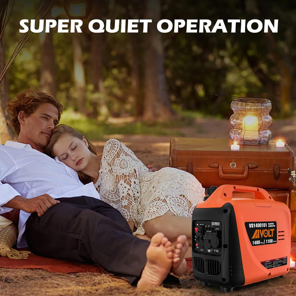 2026 AIVOLT Generatore Inverter 1400 Watt generatore di corrente silenziato gruppo elettrogeno emergenza a benzina silenzioso per campeggio, festival e uso domestico con 2 prese USB, 12V DC e 230 V AC