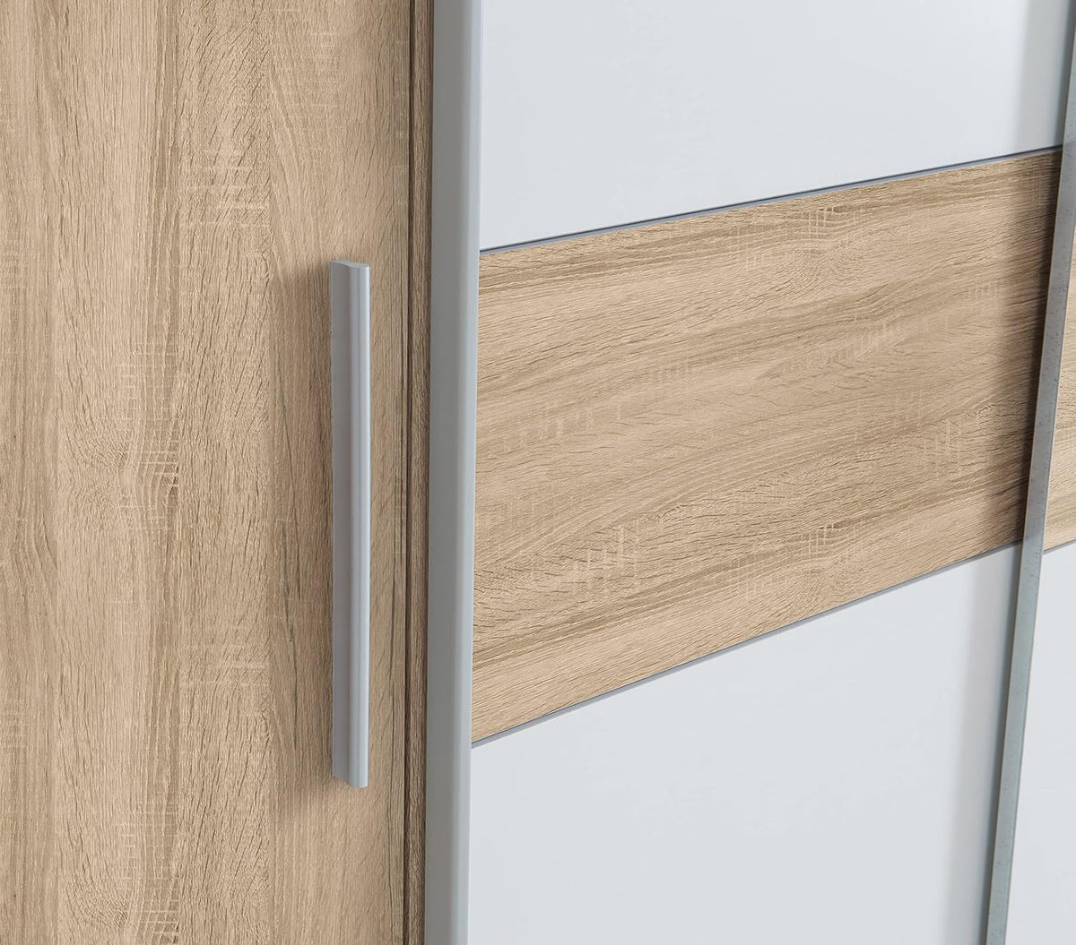 2026 AVANTI TRENDSTORE - Flavi - Wardrobe with 2 hinged doors and 2 sliding doors. Available in different colours. LAP dimensions 200 x 190.5 x 61.7 cm (Sonoma Oak/White)