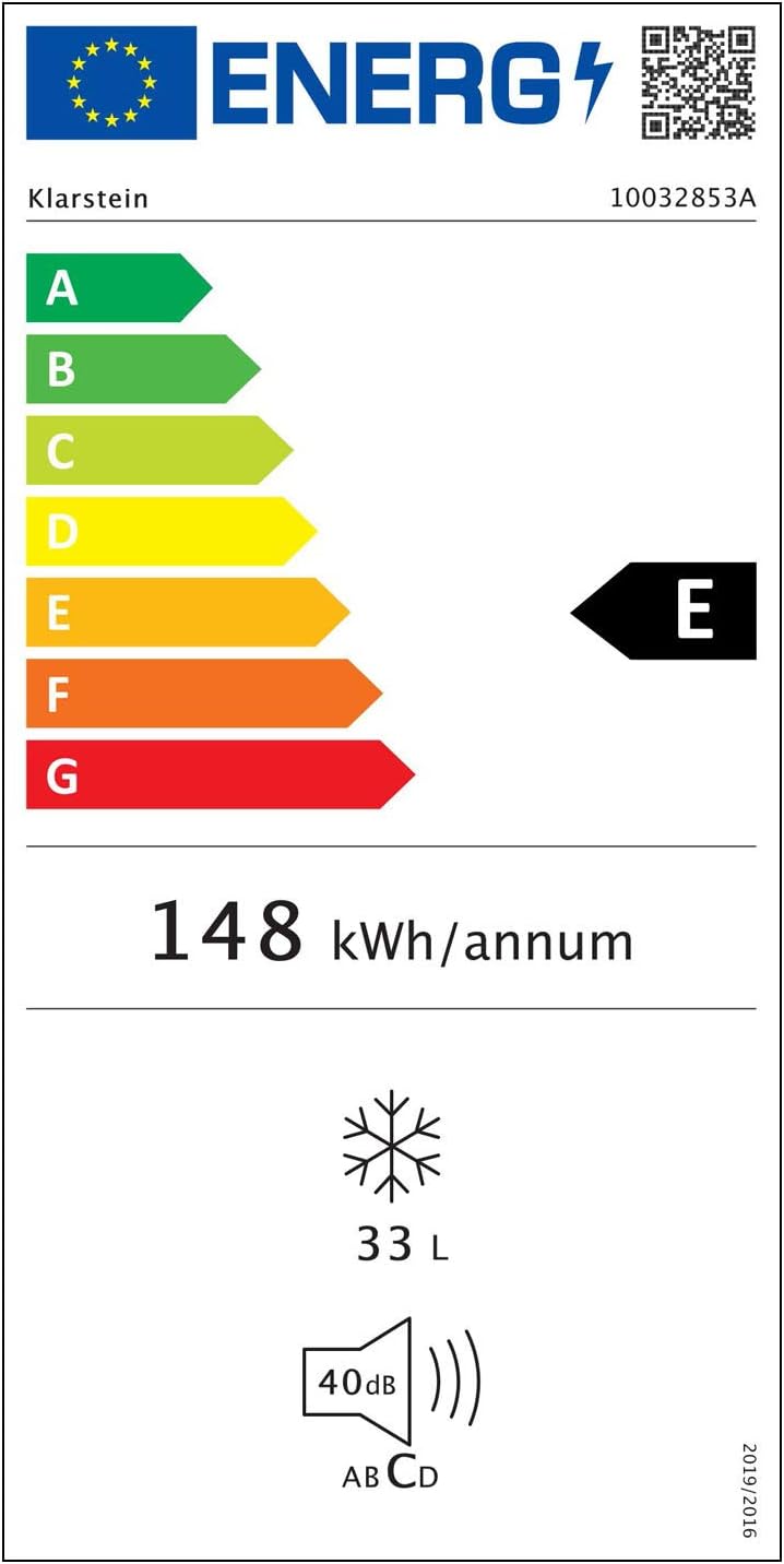 2026 KLARSTEIN Garfield Eco - Congélateur petite taille, 34L, 4 étoiles, 117 kWh/an, 2 niveaux, 41 dB, Tablette amovible, Autonome, Environ 44 x 52 x 47 cm (LxHxP) - Noir