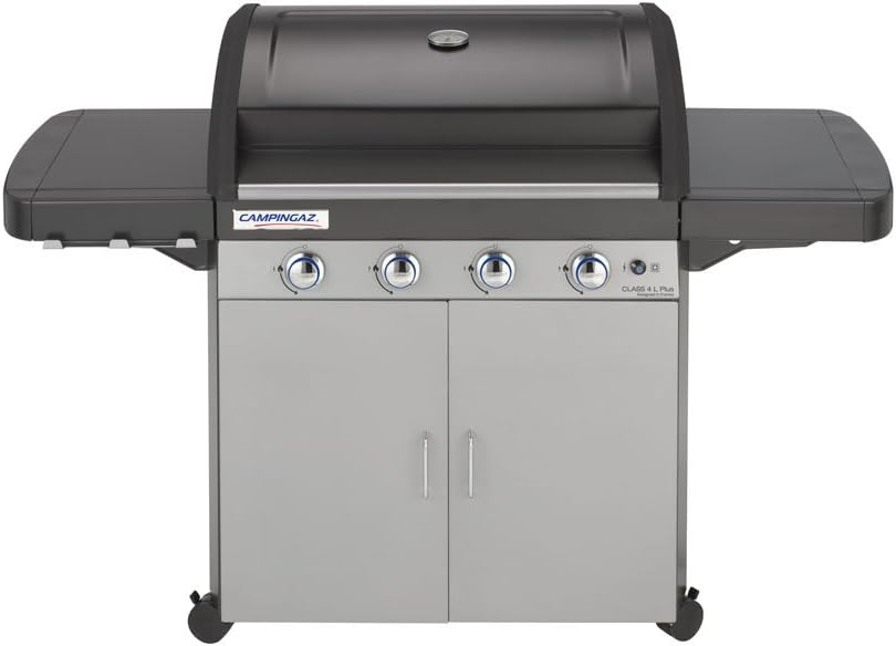 2026 Campingaz Barbecue à gaz Class 4 L Plus, 4 brûleurs, Puissance 12.8kW, Système de nettoyage facile InstaClean, Grille et plancha en fonte double émaillage, 2 tablettes latérales