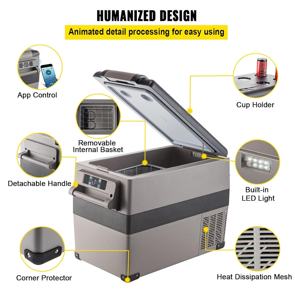 2026 VEVOR Frigorifero Portatile, 45 L Compressore Portatile, 60W Frigorifero per Auto, 27 x 14 x 18 Pollici, Congelatore Domestico da Viaggio Piccolo Congelatore per Auto
