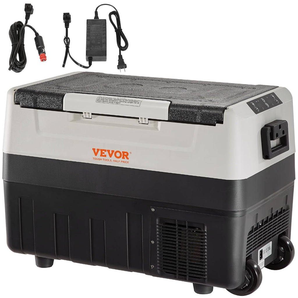 2026 VEVOR Glacière Électrique Portable de 55 L Réfrigérateur de Voiture Portable 12/24 V CC 100-240 V CA Frigo Voiture Double Zone 0,6 kW.h -20 °C à 10 °C Réglable Congélateur pour Camion Bateau Camping