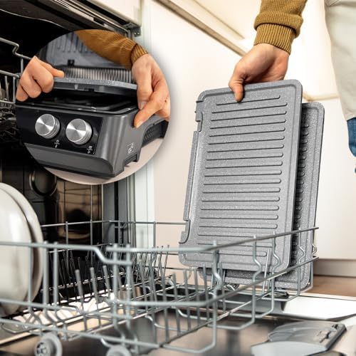 2026 Cecotec Grill électrique Rock’nGrill Smart. Système de réglage de la puissance, du temps et de la température de 2000 W, ouverture à 180 °, plaques amovibles allant au lave vaisselle : Cuisine et Maison