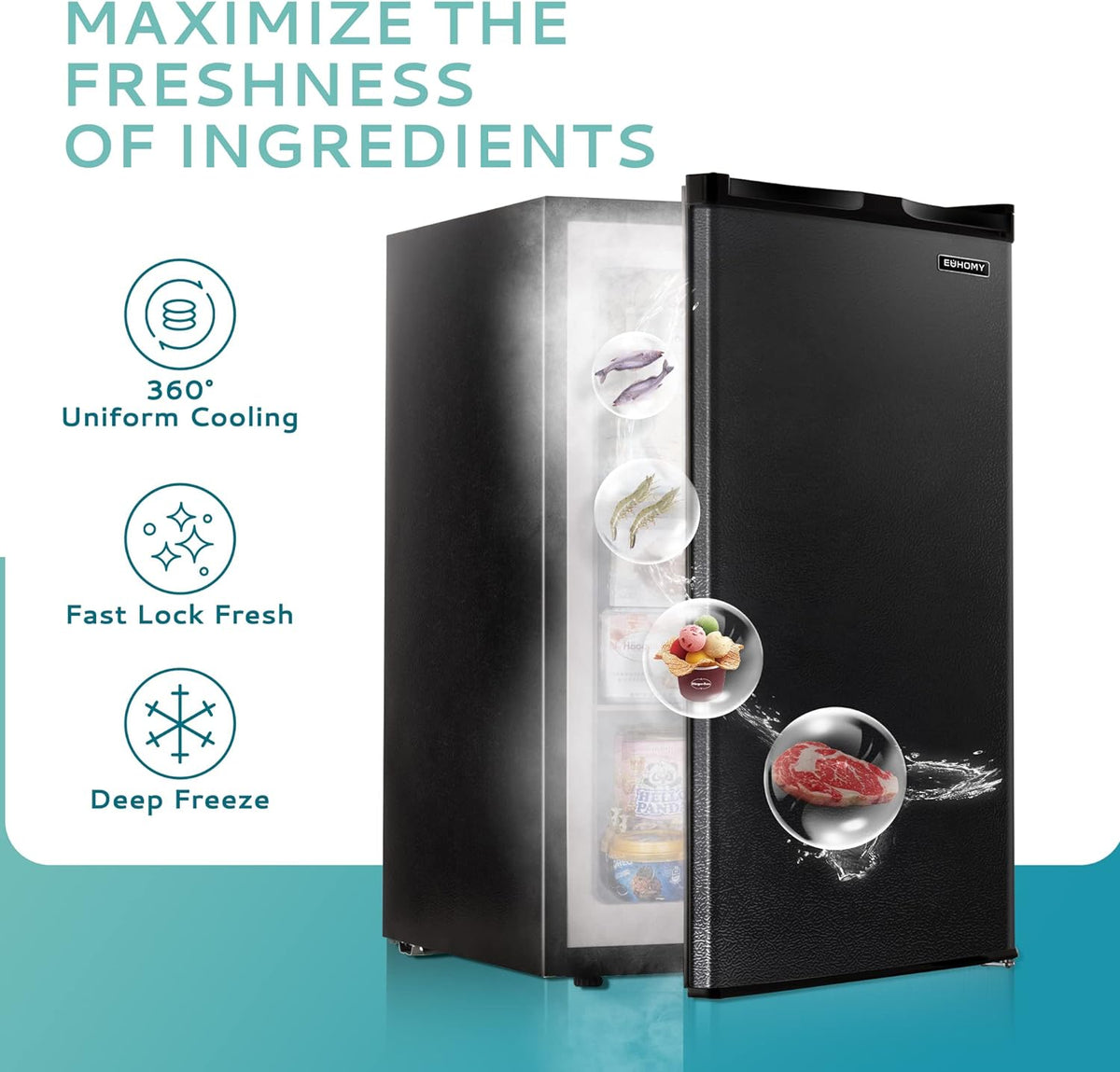2026 Congélateur vertical 2025 de 85 litres (3 pi³). Porte réversible simple en acier inoxydable. Congélateur compact pour la maison, les résidences étudiantes, les appartements et les bureaux (argenté).