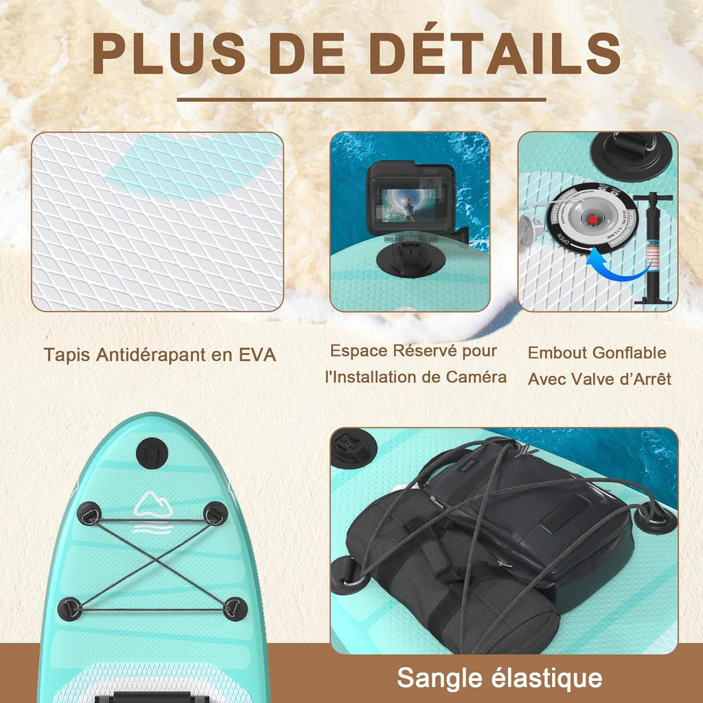 2026 JUMMICO Stand Up Paddling Board, 320 cm x 80 cm x 15 cm, Planche de Sup Gonflable, Stand Up Paddle 2-en-1 avec siège de Kayak, Protection réglable Contre Les Rayures et Accessoires, jusqu'à 160 kg