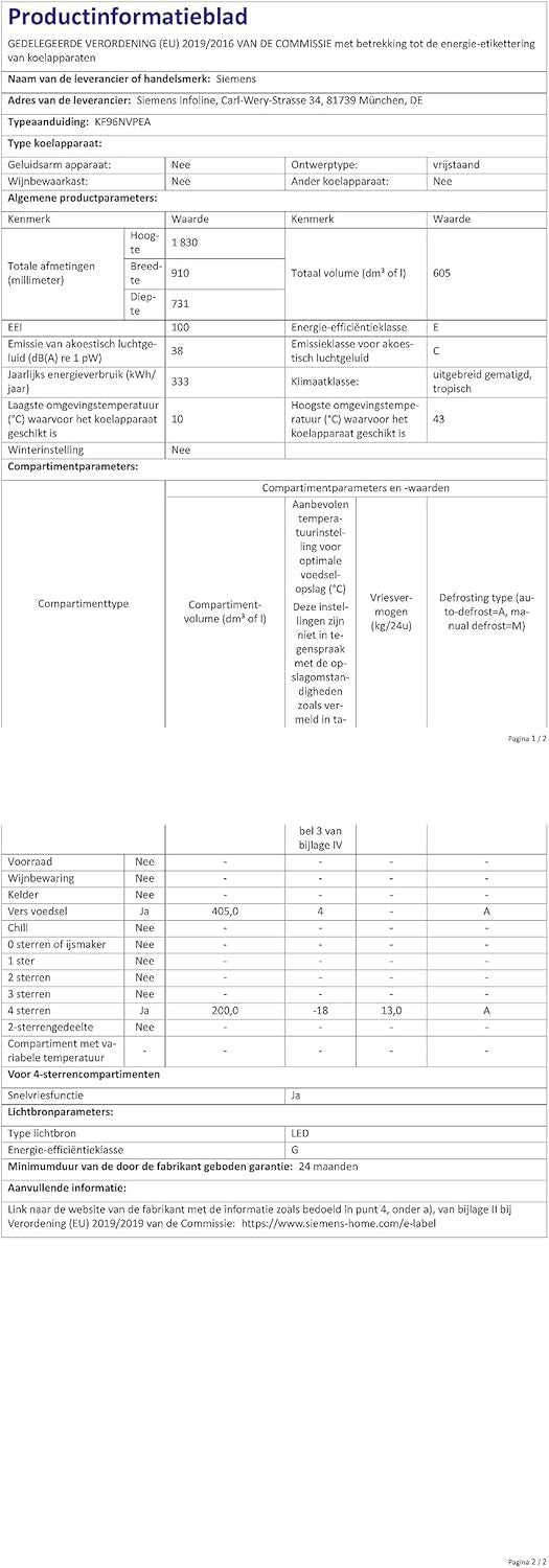 2026 SIEMENS KF96NVPEA iQ300 Multi-Door-Kühlschrank, 183 x 91 cm, 405 L Kühlen & 200 L Gefrieren, hyperFresh längere Frische, noFrost nie wieder abtauen, superCooling schnellere Kühlung
