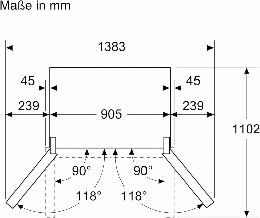 2026 SIEMENS KF96NVPEA iQ300 Multi-Door-Kühlschrank, 183 x 91 cm, 405 L Kühlen & 200 L Gefrieren, hyperFresh längere Frische, noFrost nie wieder abtauen, superCooling schnellere Kühlung
