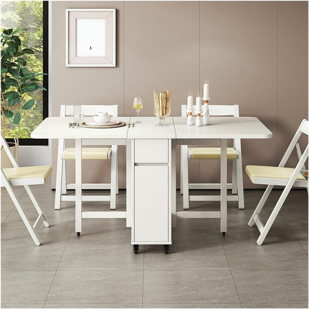 2026 Set da pranzo per 4 persone allungabile in legno massello tavolo pieghevole e sedie mobili da cucina e soggiorno salvaspazio tavolo da pranzo a 4 posti
