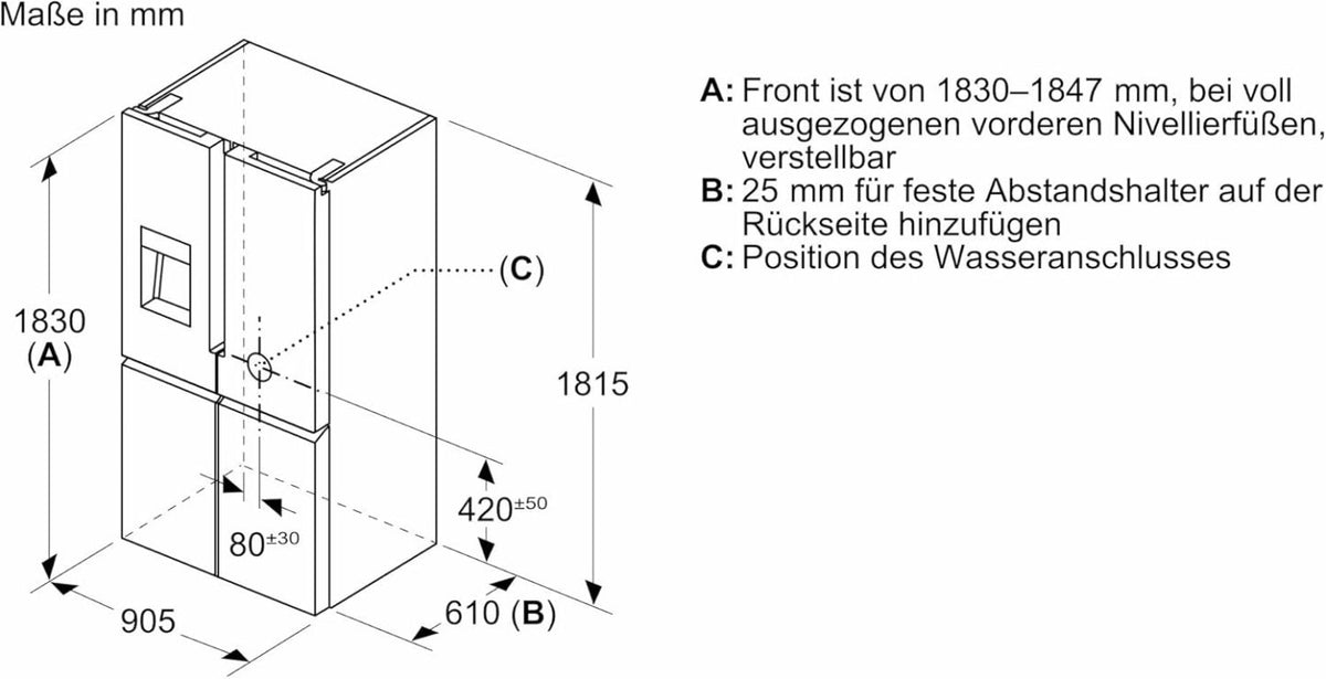 2026 SIEMENS KF96NVPEA iQ300 Multi-Door-Kühlschrank, 183 x 91 cm, 405 L Kühlen & 200 L Gefrieren, hyperFresh längere Frische, noFrost nie wieder abtauen, superCooling schnellere Kühlung