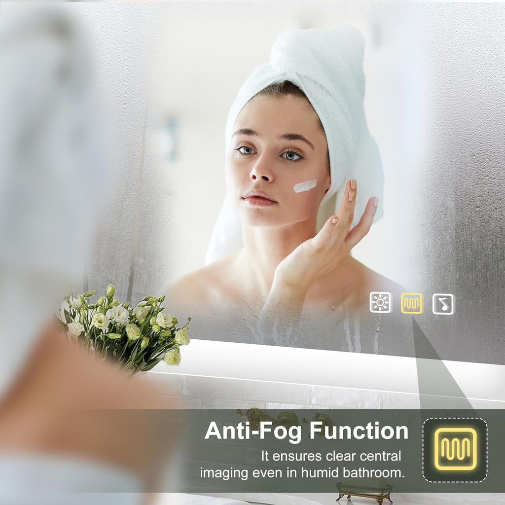 2026 Miroir de salle de bain S'bagno avec éclairage 1200 x 700 mm, IP44, LED, Bluetooth, antibuée, 3 couleurs de lumière (3 000 K, 4 000 K, 6 500 K), intensité variable, mémoire, vertical ou horizontal. Miroirs de salle de bain avec LED.