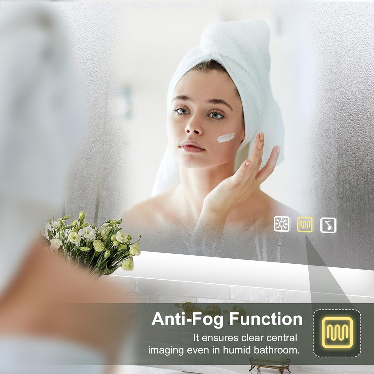 2026 Miroir de salle de bain S'bagno avec éclairage 1200 x 700 mm, IP44, LED, Bluetooth, antibuée, 3 couleurs de lumière (3 000 K, 4 000 K, 6 500 K), intensité variable, mémoire, vertical ou horizontal. Miroirs de salle de bain avec LED.
