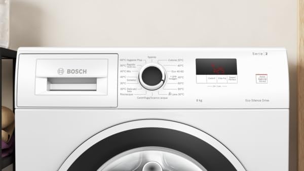 2026 Bosch WGE03200IT Serie 2 Lavatrice a carica frontale, 8 kg, 1200 giri, Classe energetica A, motore inverter con 10 anni di garanzia, Lavaggio igienico anche a 40 °C, Bianco, 60 Cm