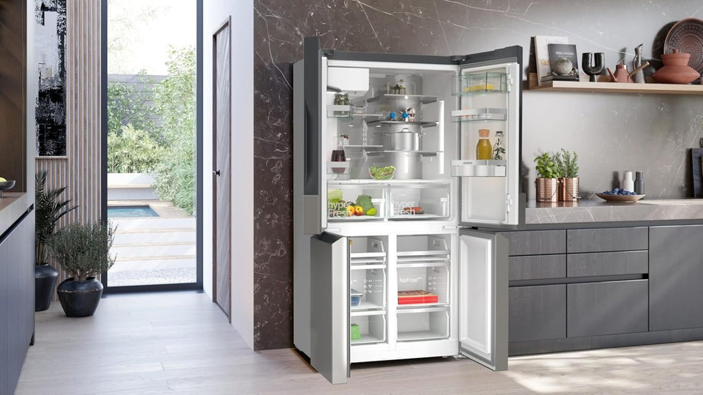 2026 SIEMENS KF96NVPEA iQ300 Multi-Door-Kühlschrank, 183 x 91 cm, 405 L Kühlen & 200 L Gefrieren, hyperFresh längere Frische, noFrost nie wieder abtauen, superCooling schnellere Kühlung