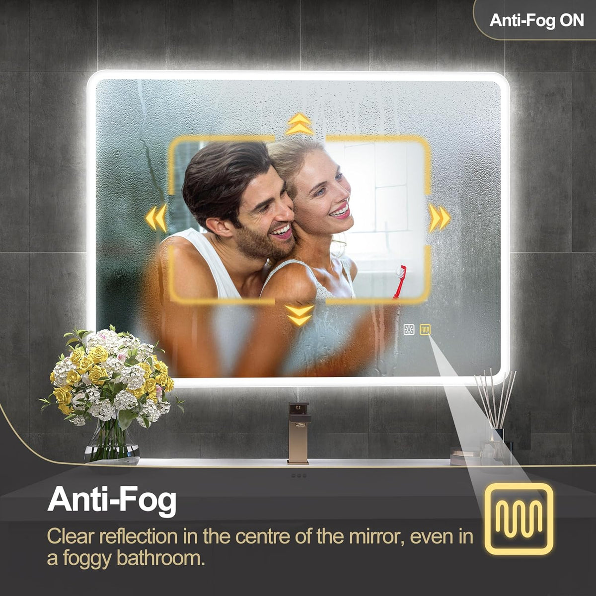 2026 Miroir de salle de bain S'bagno avec éclairage 1200 x 700 mm, IP44, LED, Bluetooth, antibuée, 3 couleurs de lumière (3 000 K, 4 000 K, 6 500 K), intensité variable, mémoire, vertical ou horizontal. Miroirs de salle de bain avec LED.