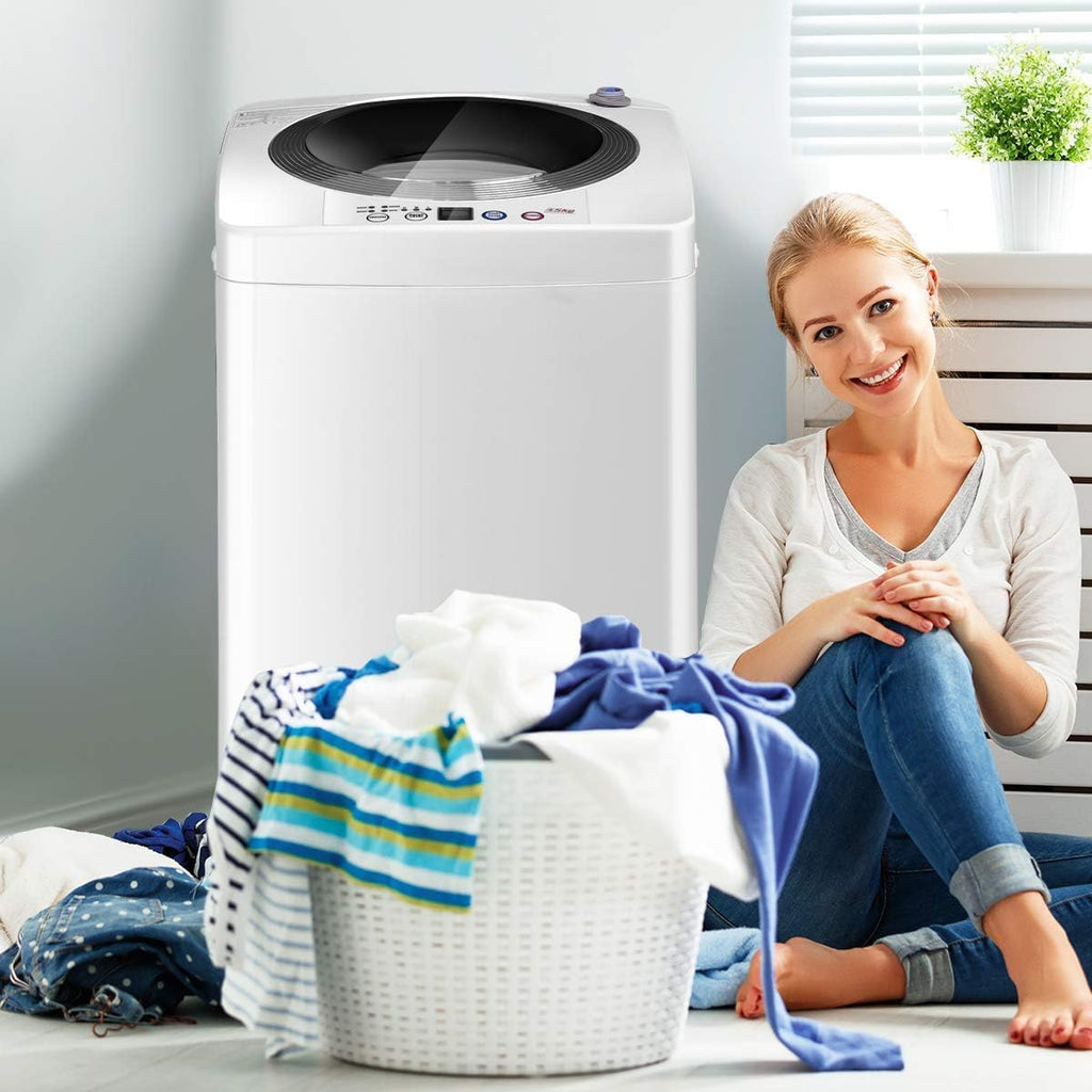 2026 COSTWAY 2 in 1 Lavatrice Portatile Automatico 3,5kg, con Lavaggio Automatico Centrifuga, Mini Lavatrice per Appartamento Campeggio, 43x43x75 cm, Bianco