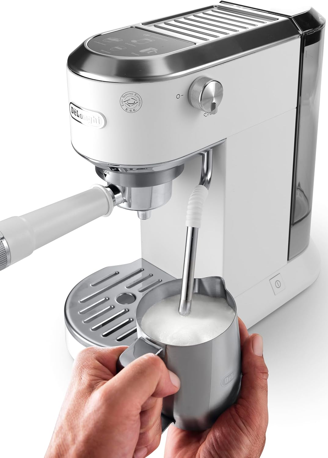 2026 De'Longhi Dedica – Cafetière à pompe en acier inoxydable pour café moulu ou individuel, expresso et cappuccino, réservoir de 1,3 litre, système anti-goutte, modèle EC685.M, couleur métal