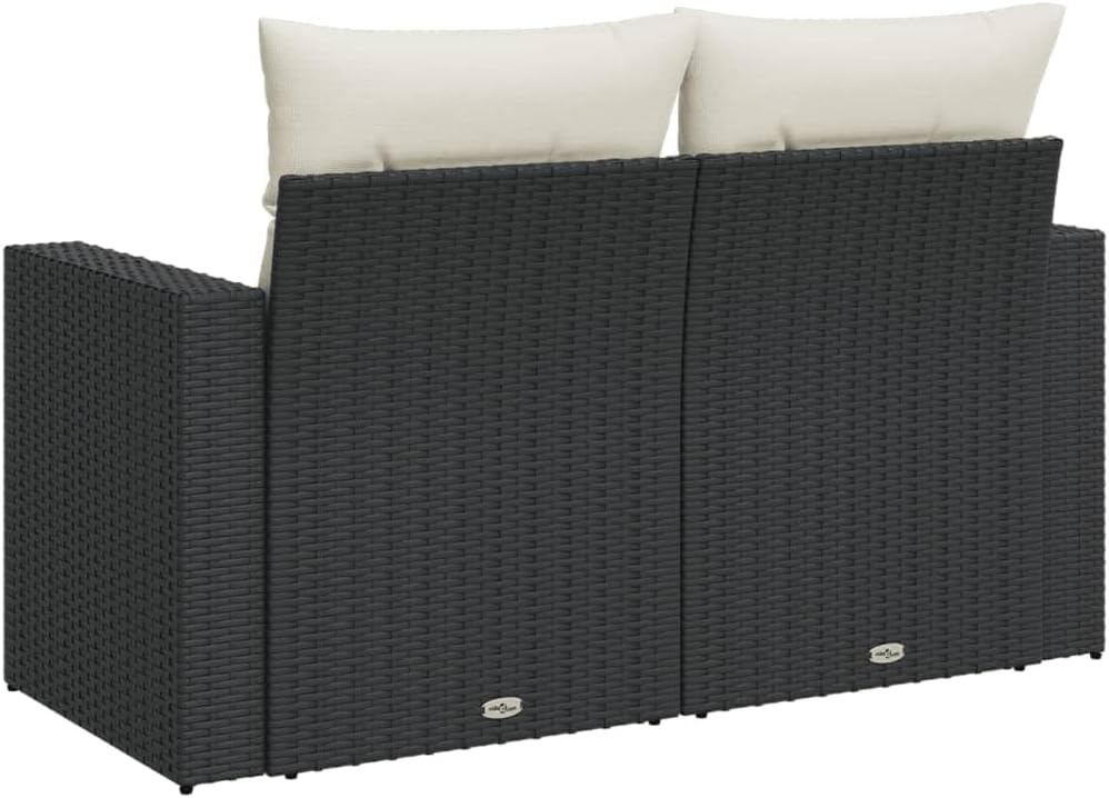 2026 ZIRLANLV Divano da Giardino con Cuscini, 2 Posti/con Vano Portaoggetti Sotto il Sedile, Divano da Giardino con Rivestimento Sfoderabile e Lavabile, Polyrattan (beige) (neros e crema #09)