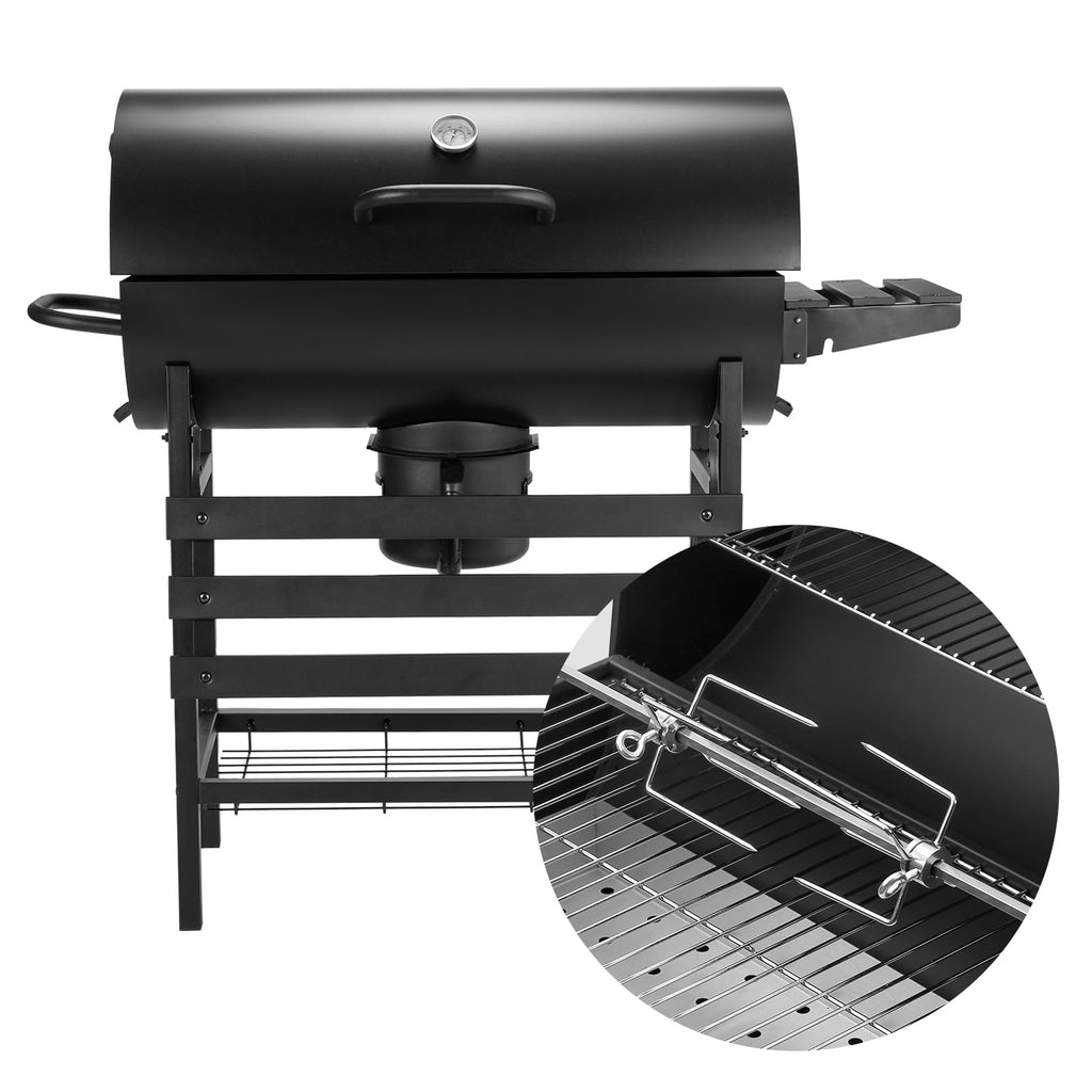 2026 TEENO Chariot à Barbecue de Bois,Grill XXL à Charbon avec Couvercle, Thermomètre,Tiroir à Cendres,Gants anti-brûlures, Évent Réglable,Grand Barbecue au Charbon de Bois (Upgraded (with chicken grill))