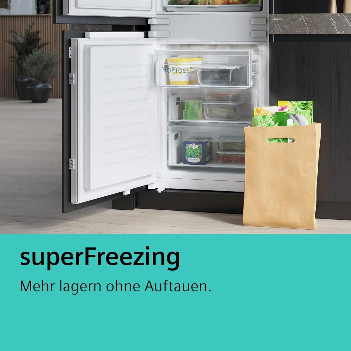 2026 SIEMENS KF96NVPEA iQ300 Multi-Door-Kühlschrank, 183 x 91 cm, 405 L Kühlen & 200 L Gefrieren, hyperFresh längere Frische, noFrost nie wieder abtauen, superCooling schnellere Kühlung