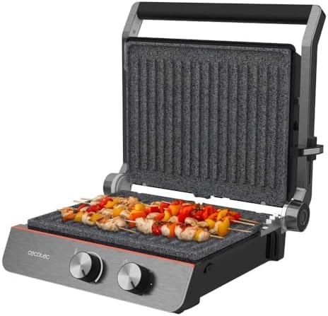 2026 Cecotec Grill électrique Rock’nGrill Smart. Système de réglage de la puissance, du temps et de la température de 2000 W, ouverture à 180 °, plaques amovibles allant au lave vaisselle : Cuisine et Maison