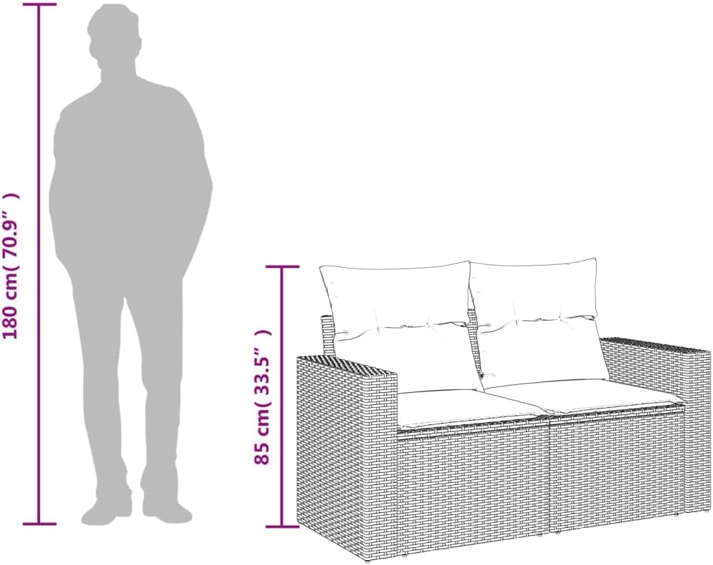 2026 ZIRLANLV Divano da Giardino con Cuscini, 2 Posti/con Vano Portaoggetti Sotto il Sedile, Divano da Giardino con Rivestimento Sfoderabile e Lavabile, Polyrattan (beige) (neros e crema #09)