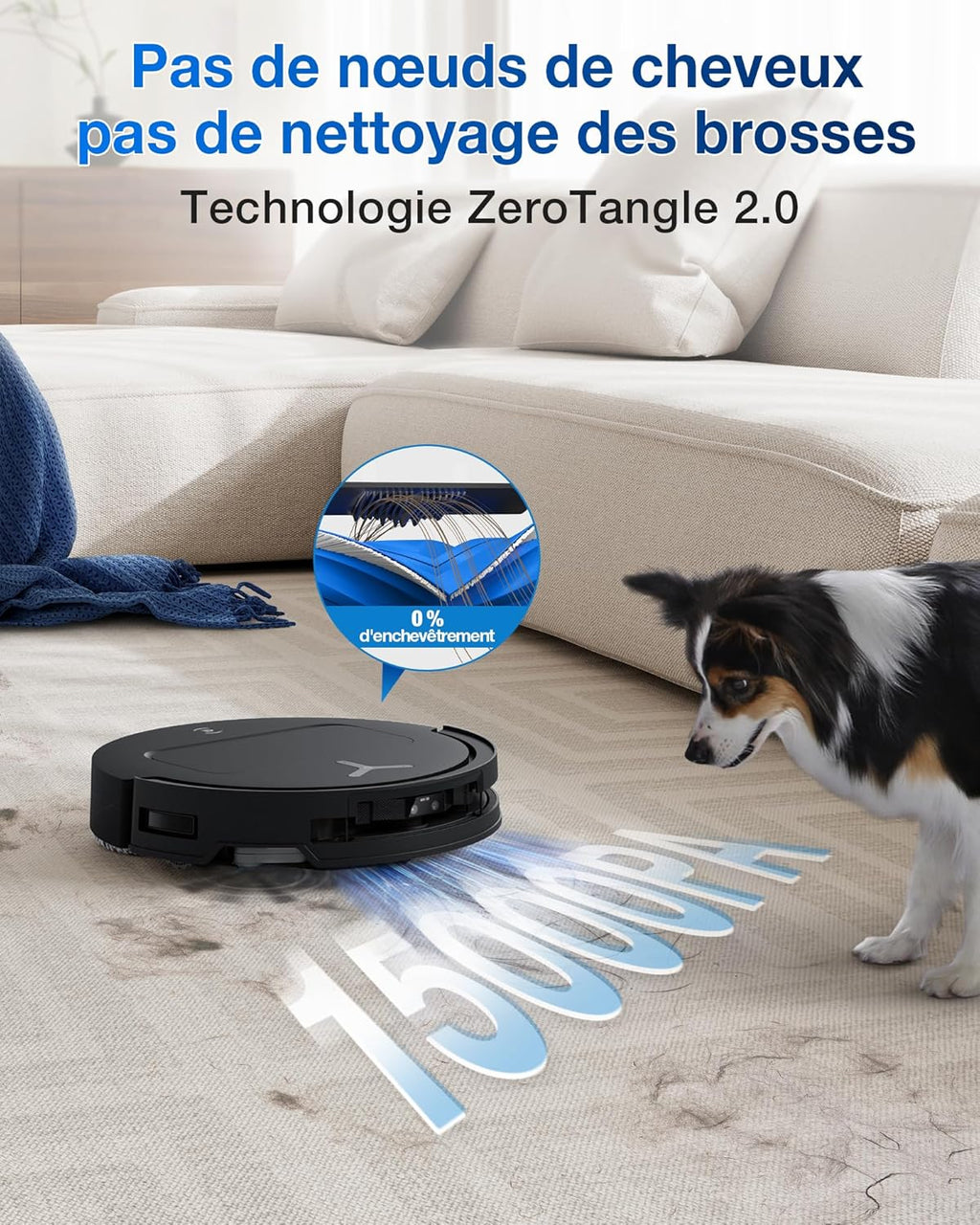 2026 ECOVACS T50 Omni Aspirateur Robot avec Station, Puissance 15000Pa amélioré par T30 Pro Omni, Brosse latérale et serpillière Extensibles, ZeroTangle 2.0, AIVI 3D 2.0, Lavage à l'eau Chaude 75℃, Blanc