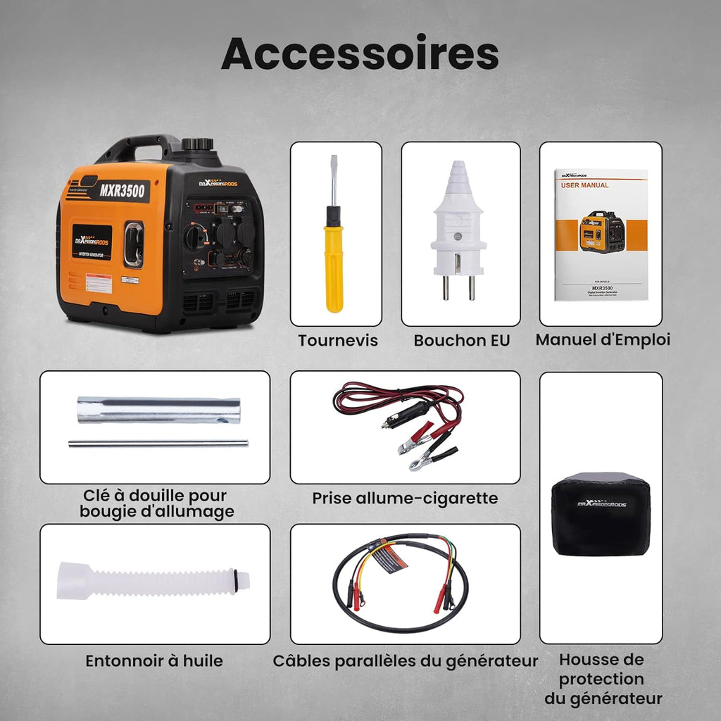 2026 maXpeedingrods 3300W Groupe Electrogene Silencieux Inverter Essence avec Prises USB et 230V Générateur Electrique 4 Temps Generator Léger Secours pour les Caravanes, Garage, Jardin, Camping