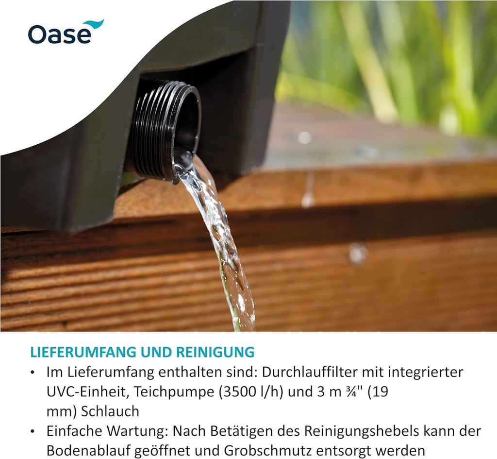 2026 OASE 56789 Durchlauffilter BioSmart Set 36000 geeignet für Teiche bis 36 m³, Filtersystem, Filterkomplettset inkl Filtermaterial, Teichpumpe und UVC Klärer
