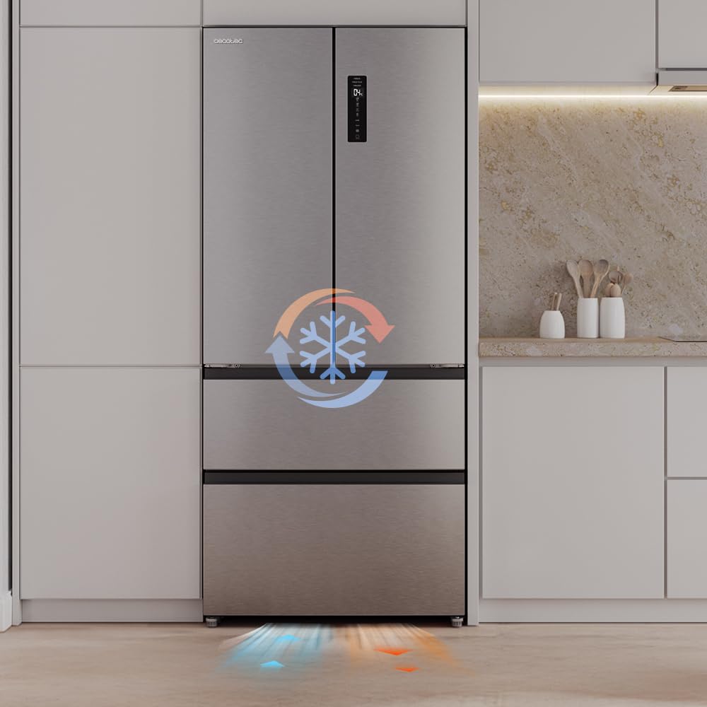 2026 Cecotec Réfrigérateur Porte Française de 4 Portes Semi-Intégrable 458L Total No Frost Bolero CoolMarket F2D 458 SBI Inox E, Hauteur 189 cm et 83 cm La