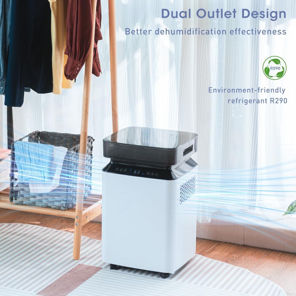 2026 Deumidificatore Industriale Professionale Elettrico: 80L/24h per Grandi Ambienti 170㎡Pompa Scarico Continuo Antimuffa Portatile con Ruote per Casa/Bagno/Ufficio/Garage/Cantina/Stanza/Armadio