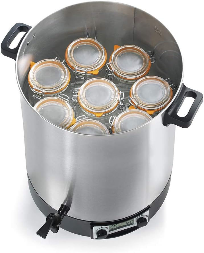 2026 Stérilisateur De Bocaux Électrique Cuve Inox Avec Ecran Lcd, Robinet Et Minuteur 45l 2500w - STERI PRO INOX 45L LCD