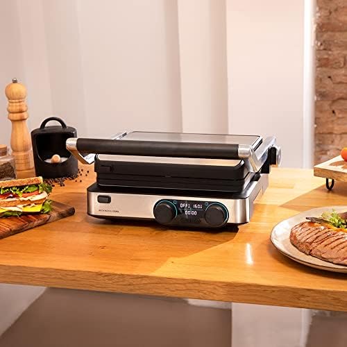 2026 Cecotec Grill électrique Rock’nGrill Smart. Système de réglage de la puissance, du temps et de la température de 2000 W, ouverture à 180 °, plaques amovibles allant au lave vaisselle : Cuisine et Maison