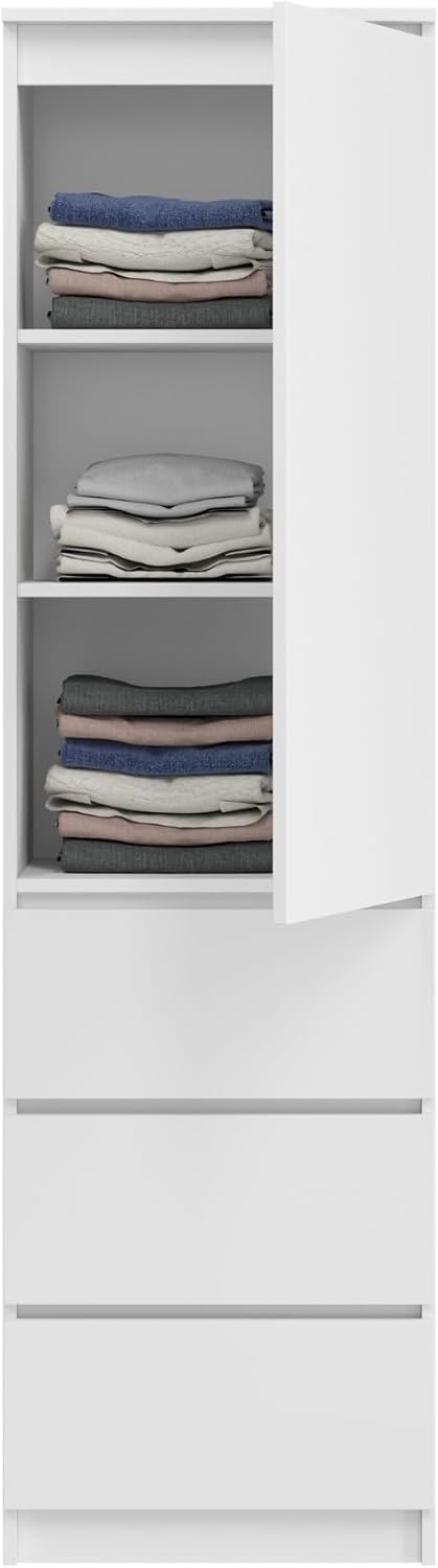 2026 Home Collective Multi-purpose Wardrobe, Wardrobe, Wardrobe with 3 Shelves and 3 Drawers | Compact and Functional Wardrobe for Bedroom, Hallway or Study | 50 x 40 x 180 cm (WxDxH) | White