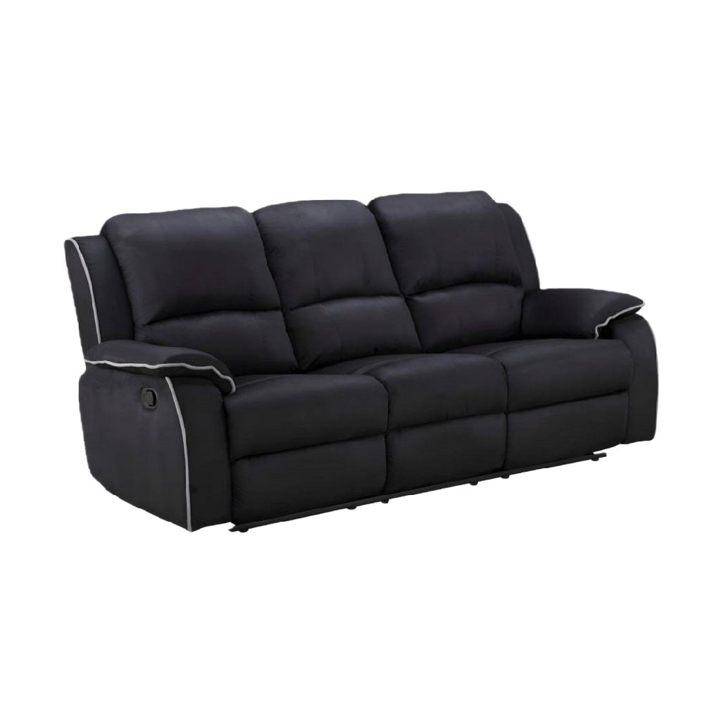 2026 Canapé relax 3 places en simili cuir noir – mécanisme d’inclinaison manuel, confort supérieur et design contemporain