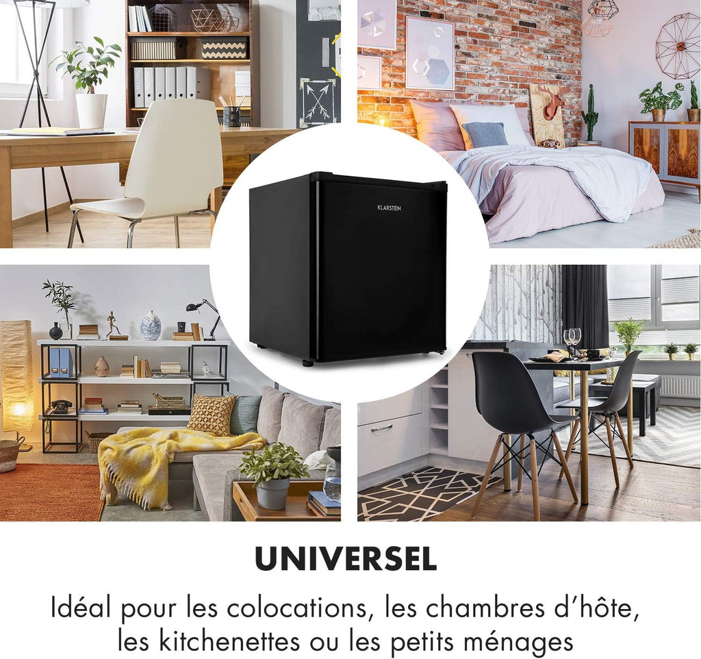 2026 KLARSTEIN Garfield Eco - Congélateur petite taille, 34L, 4 étoiles, 117 kWh/an, 2 niveaux, 41 dB, Tablette amovible, Autonome, Environ 44 x 52 x 47 cm (LxHxP) - Noir