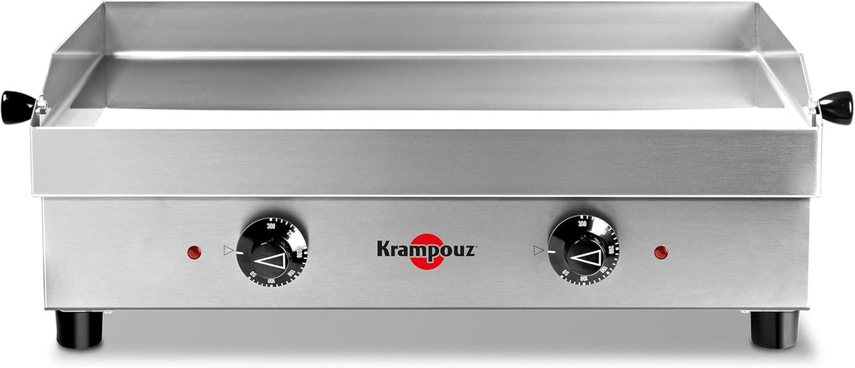 2026 KRAMPOUZ Plancha Électrique SAMBA - Plaque de Cuisson en Inox 54 x 33 cm - 2500 Watts - 2 Zones de Cuisson - 2 Thermostats jusqu'à 300 °C - Nettoyage Facile - Fabriquée en France - Réf PFSB2AA-KR