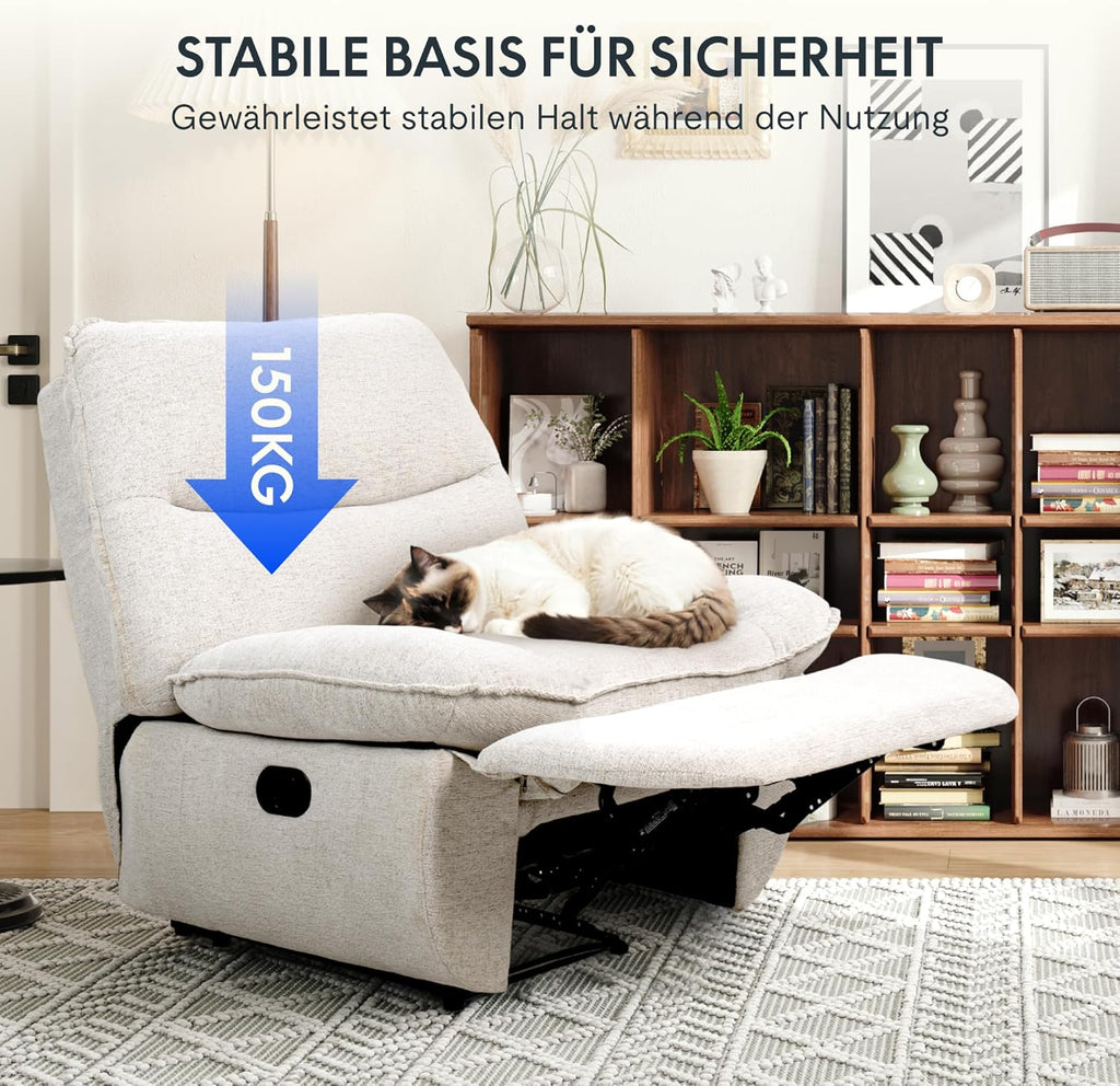 2026 Fauteuil inclinable FLEXISPOT XC6, canapé pivotant à bascule, fauteuil TV avec dossier réglable, fauteuil inclinable pour chambre, salon et home cinéma (beige)