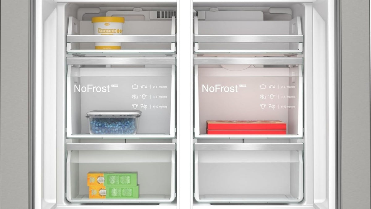 2026 SIEMENS KF96NVPEA iQ300 Multi-Door-Kühlschrank, 183 x 91 cm, 405 L Kühlen & 200 L Gefrieren, hyperFresh längere Frische, noFrost nie wieder abtauen, superCooling schnellere Kühlung