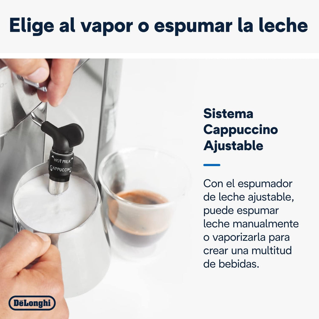 2026 De'Longhi Dedica – Cafetière à pompe en acier inoxydable pour café moulu ou individuel, expresso et cappuccino, réservoir de 1,3 litre, système anti-goutte, modèle EC685.M, couleur métal
