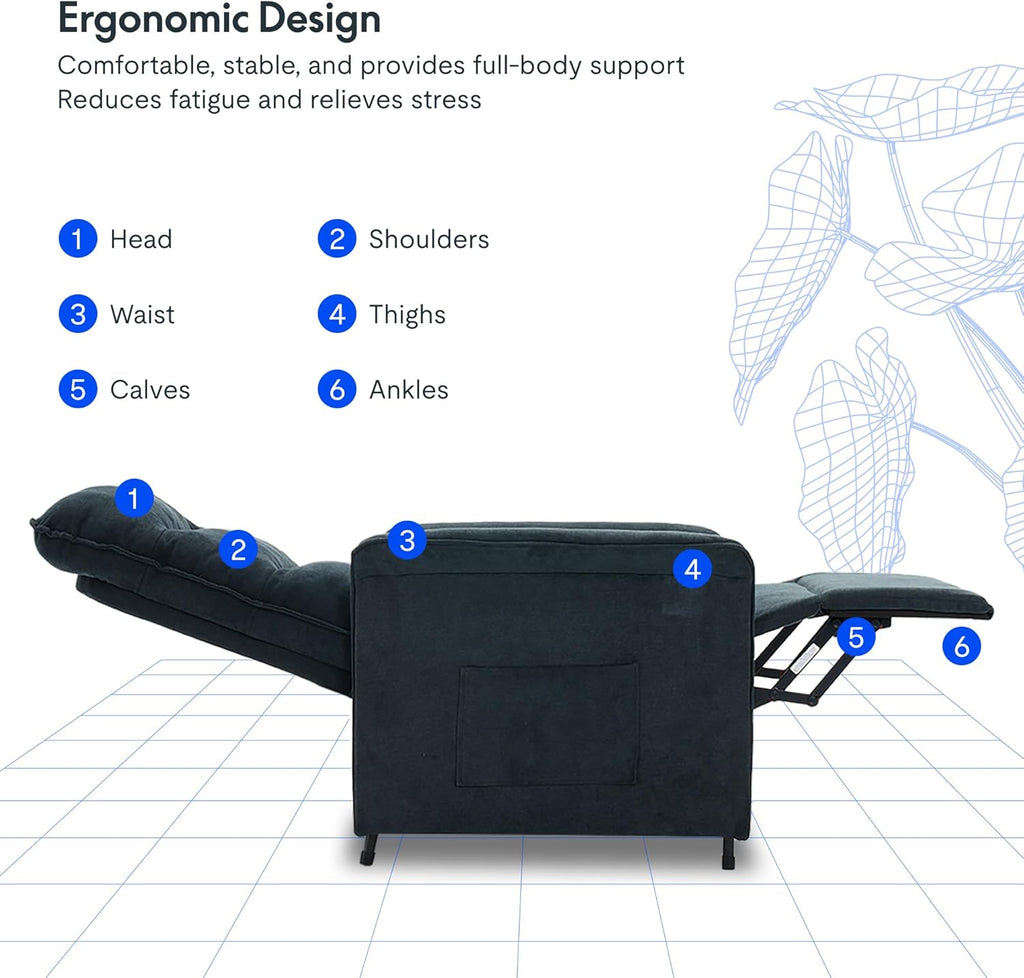 2026 Fauteuil relax électrique FLEXISPOT avec dossier réglable, inclinable de 105° à 155°, fauteuil inclinable, fauteuil relax ergonomique pour chambre, salon et home cinéma (gris foncé)