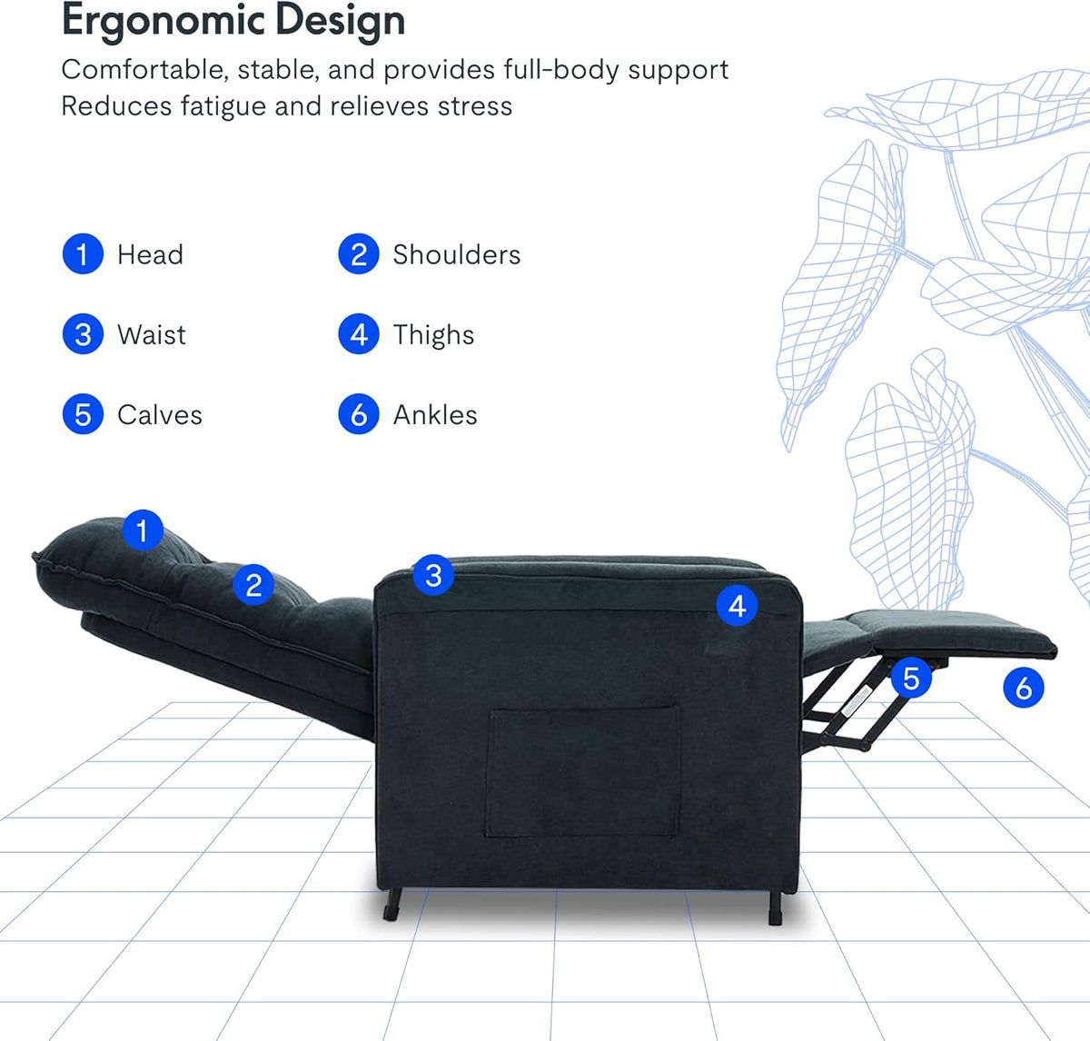 2026 Fauteuil relax électrique FLEXISPOT avec dossier réglable, inclinable de 105° à 155°, fauteuil inclinable, fauteuil relax ergonomique pour chambre, salon et home cinéma (gris foncé)
