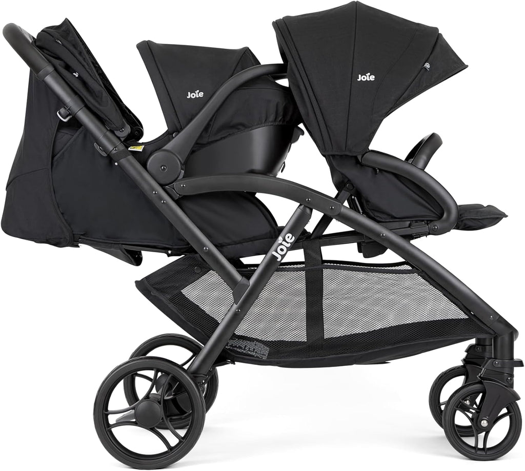 2026 Joie - Evalite Duo - Poussette Double Légère - Siège Arrière Inclinable À Plat - Compatible Sièges Auto Et Nacelles - Suspension 4 Roues - Harnais 5 Points SoftTouch - Dès la naissance