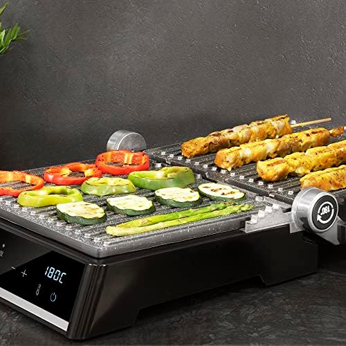 2026 Cecotec Grill électrique Rock’nGrill Smart. Système de réglage de la puissance, du temps et de la température de 2000 W, ouverture à 180 °, plaques amovibles allant au lave vaisselle : Cuisine et Maison
