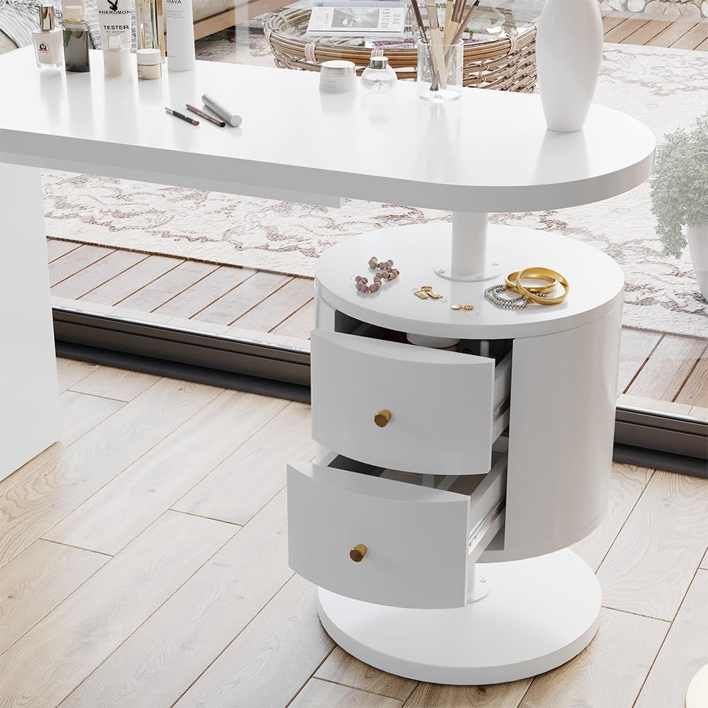 2026 Vicco Lara White Gloss Dressing Table 120cm with 2 Drawers