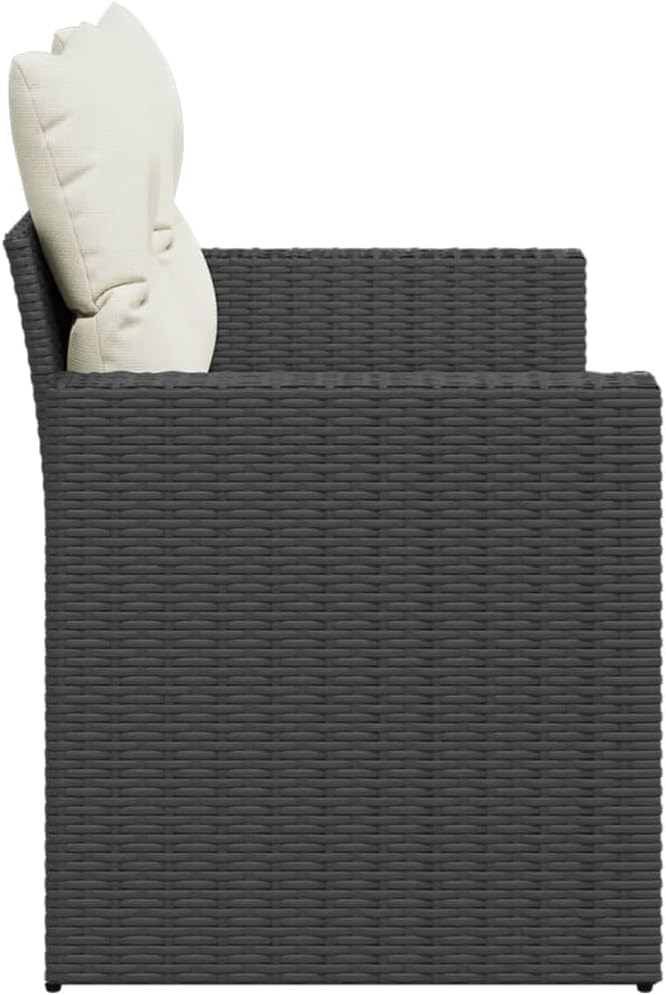 2026 ZIRLANLV Divano da Giardino con Cuscini, 2 Posti/con Vano Portaoggetti Sotto il Sedile, Divano da Giardino con Rivestimento Sfoderabile e Lavabile, Polyrattan (beige) (neros e crema #09)