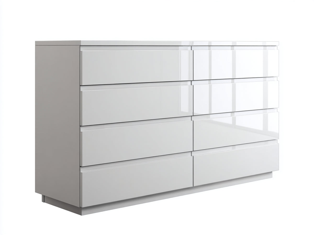 2026 Commode 8 tiroirs 160x45x80 cm - Blanc - design moderne