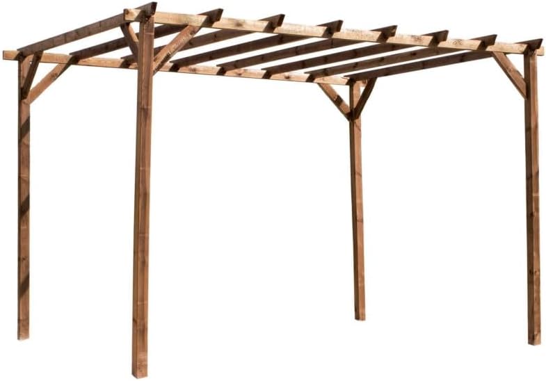 2026 Tonnelle en Bois Magdalie 4x3 m - Pin sylvestre traité Autoclave, Structure Solide 4 poteaux 9x9 cm - Idéale terrasse, Jardin et Espace ombragé