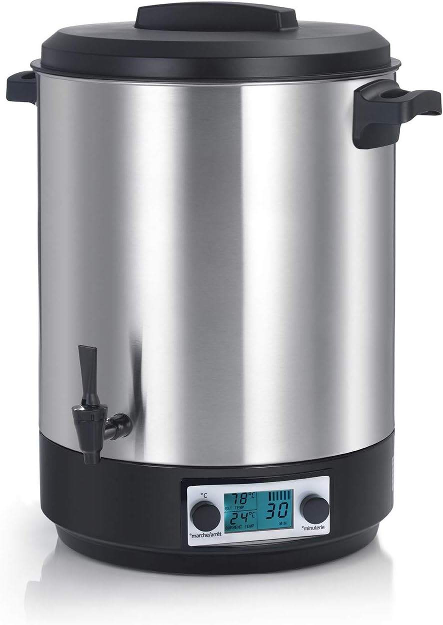 2026 Stérilisateur De Bocaux Électrique Cuve Inox Avec Ecran Lcd, Robinet Et Minuteur 45l 2500w - STERI PRO INOX 45L LCD